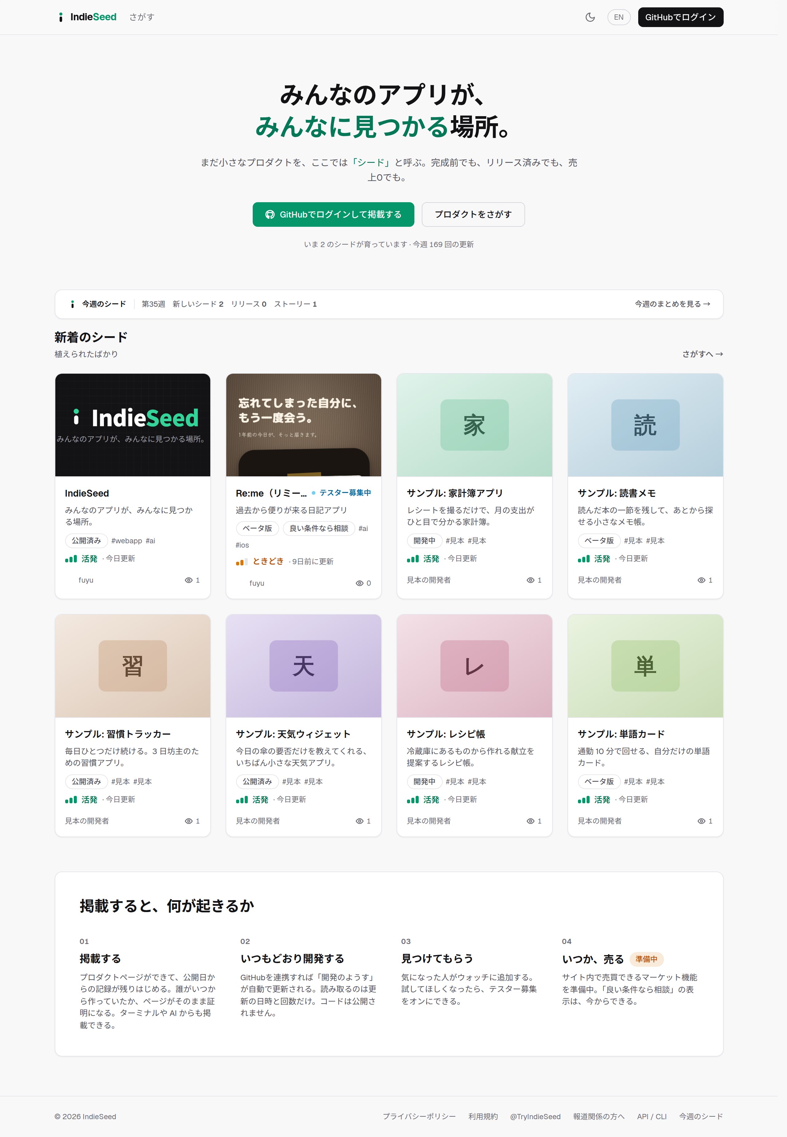 IndieSeed: ホーム